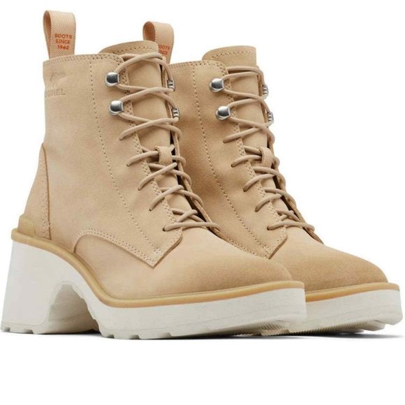 SOREL Women's Hi-Line Lace-Up Lug Combat Boots $200 - US Size 6 - Ceramic - #891